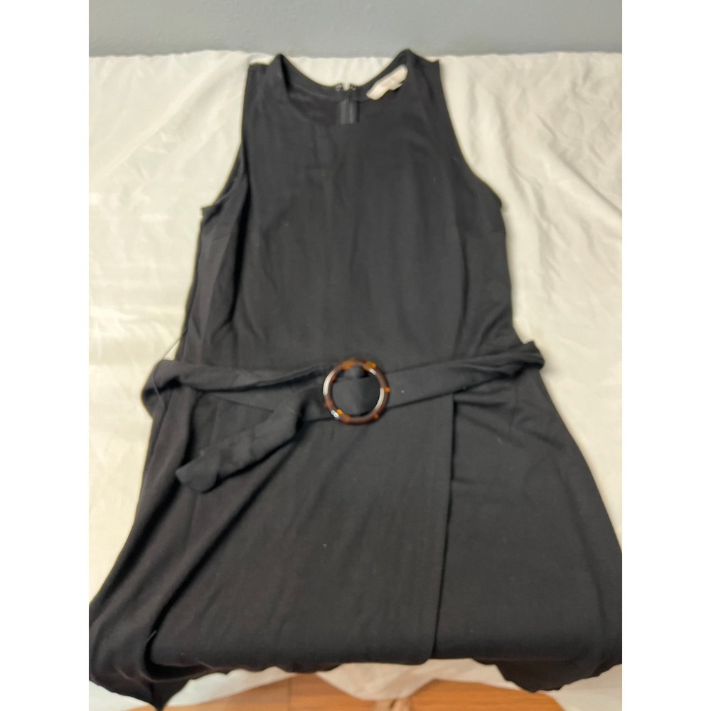 Loft Womens Black Sleeveless O-Ring Belted Faux Wrap Sheath Dress Size 8 Career